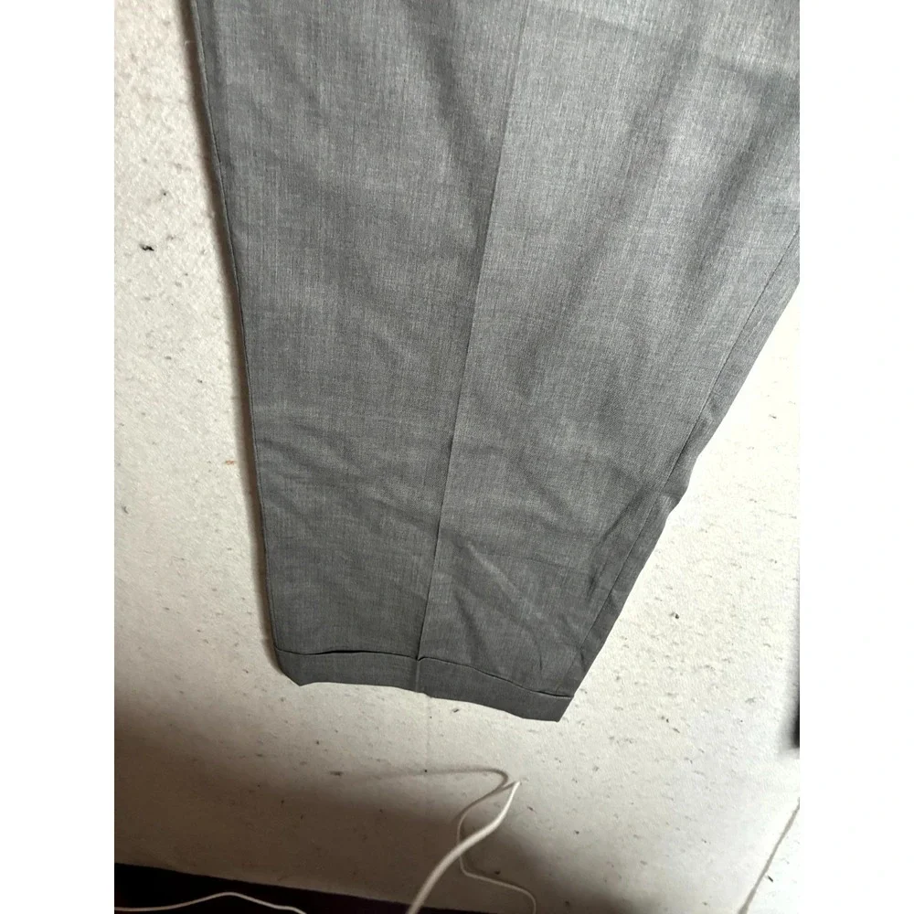 Angelico Biella Dress Pants Men 36 Gray Wool Rolled Hem Straight Business Formal